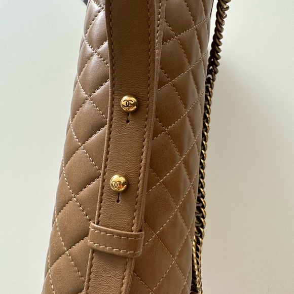 CHANEL TAN Quilted Leather Large Boy Flap Bag LOVING CARRIED ABOUT 20 TIMES! - Picture 7 of 16